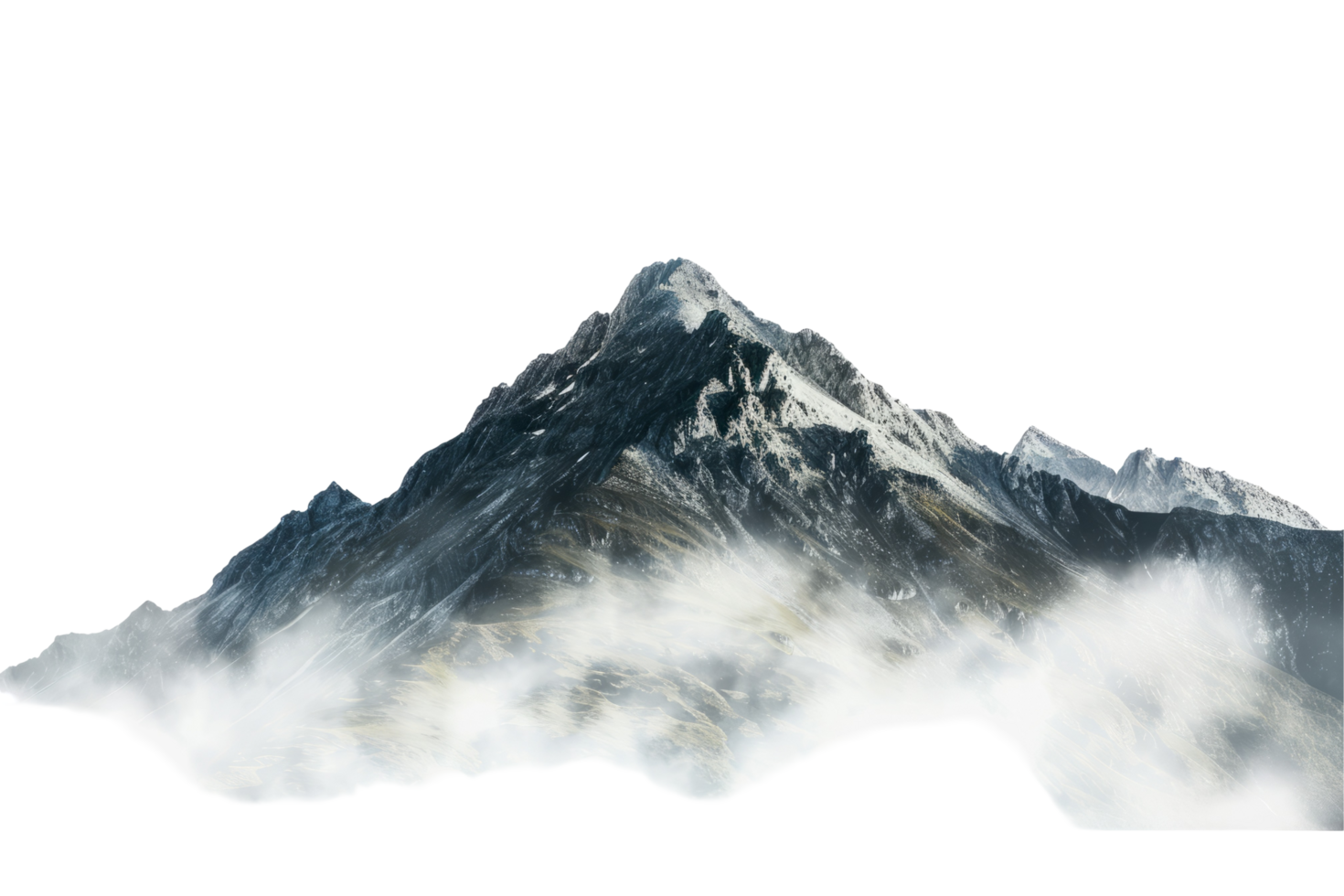 Isolated Majestic Mountain Peak With Fog. Great For Compositing. png