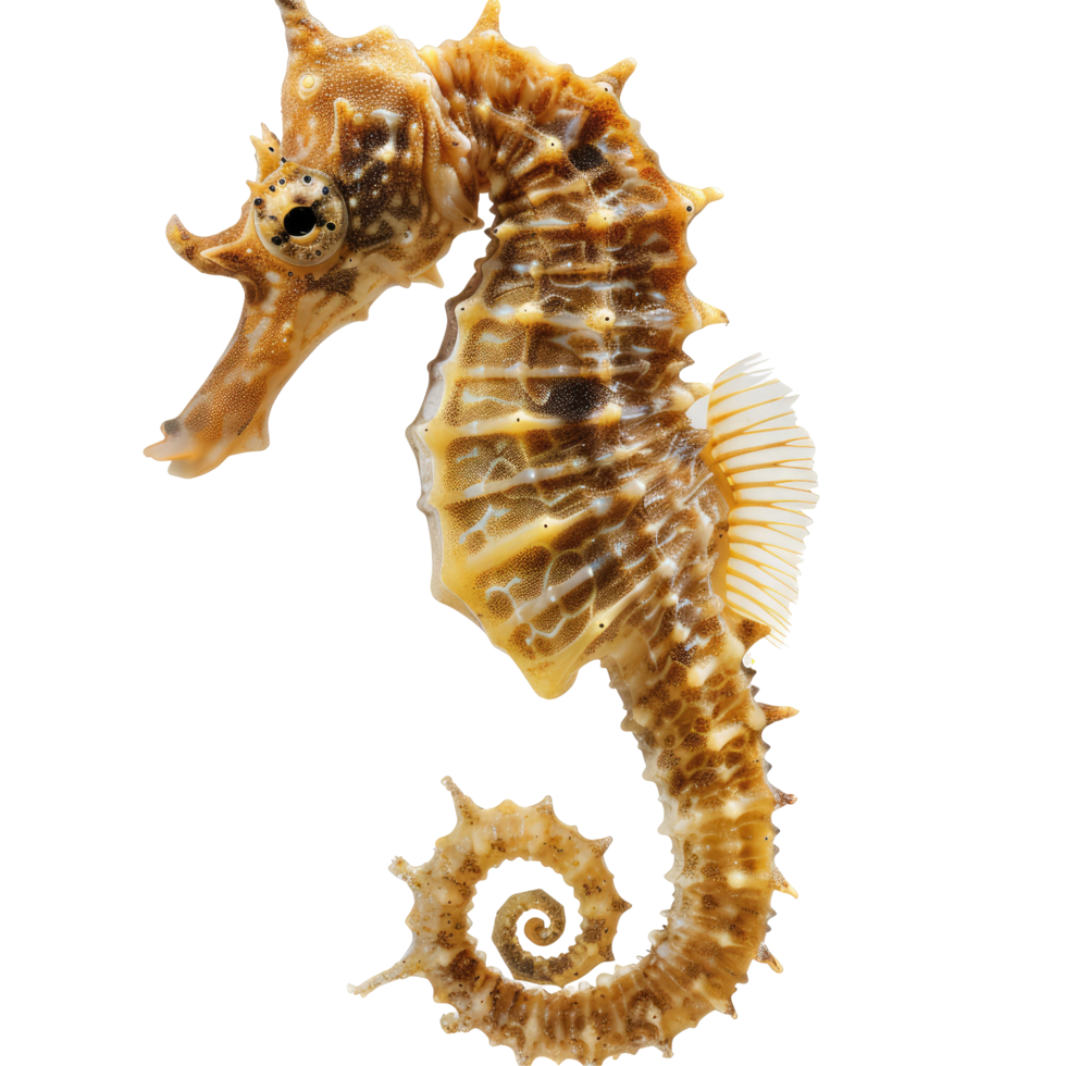 Elegant Seahorse Isolated On Black. Intricate Details And Natural Patterns. Perfect For Ocean, Nature, Or Abstract Concepts. png