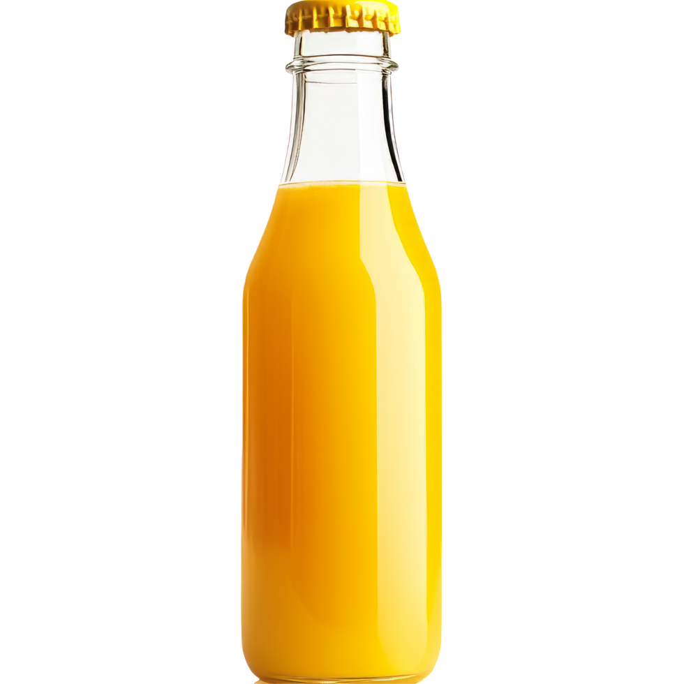 Fresh Orange Juice In A Glass Bottle. Isolated. Healthy Drink For Summer Time. png