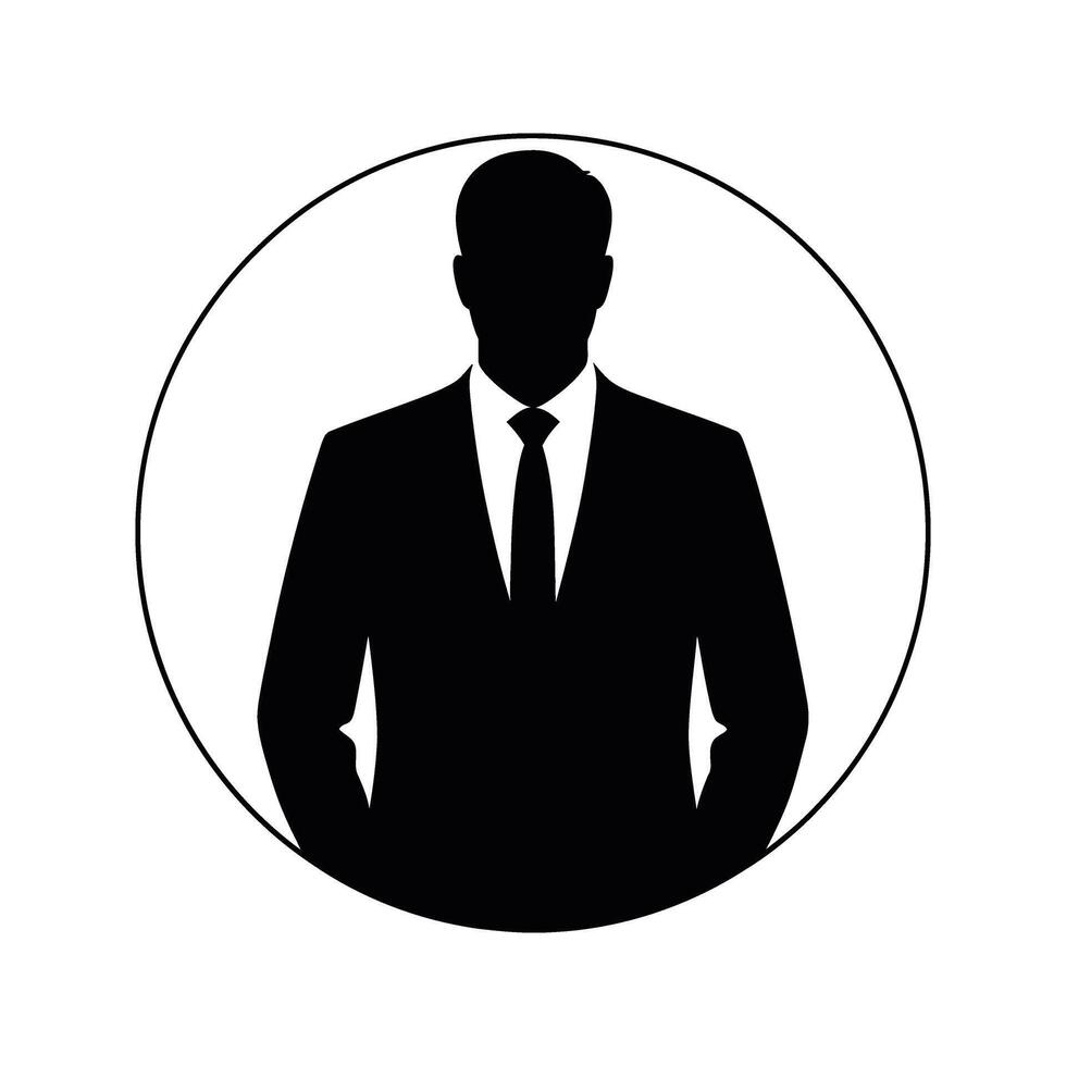 Silhouette of businessman in a suit circle icon vector