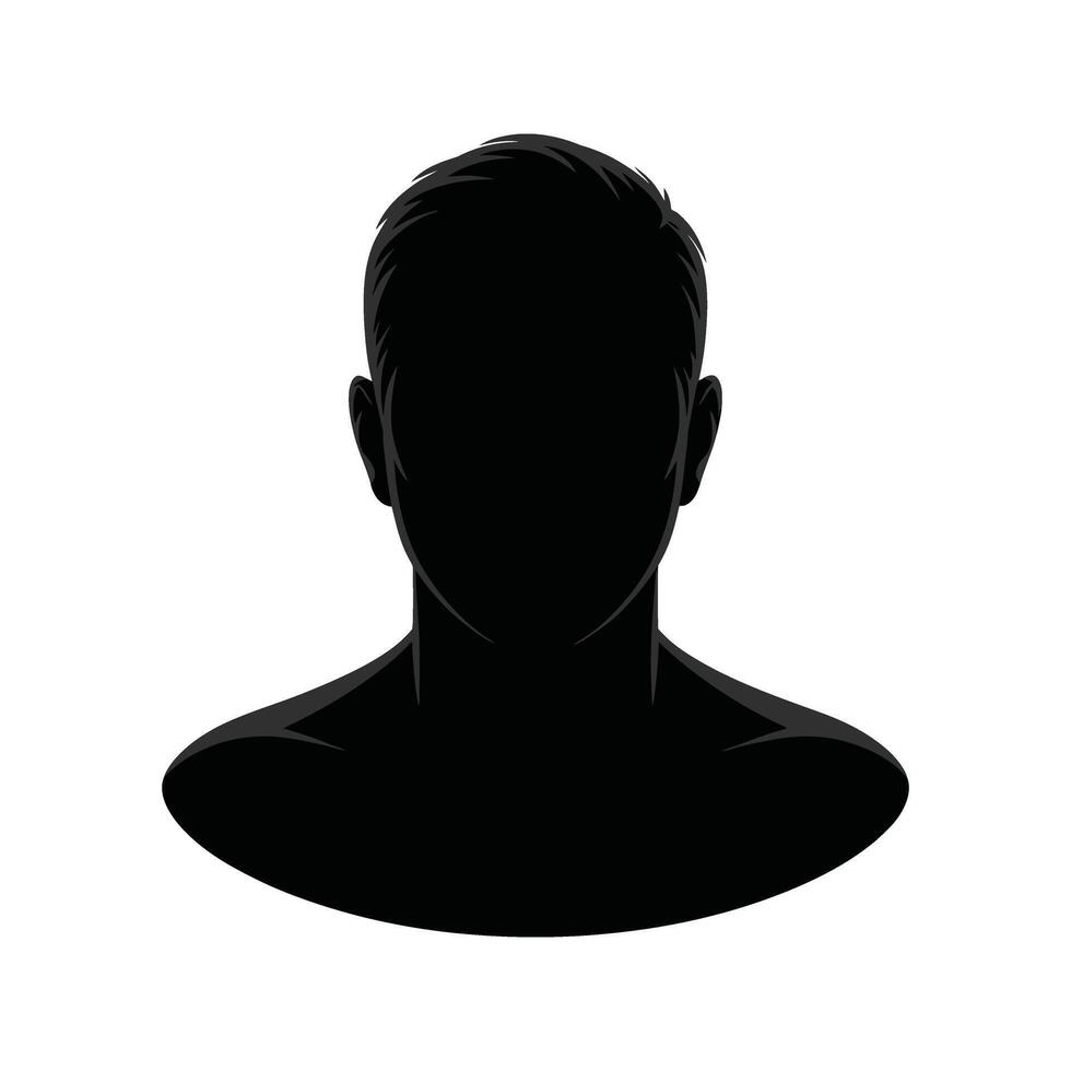 Anonymous male profile silhouette faceless head and shoulders illustration vector