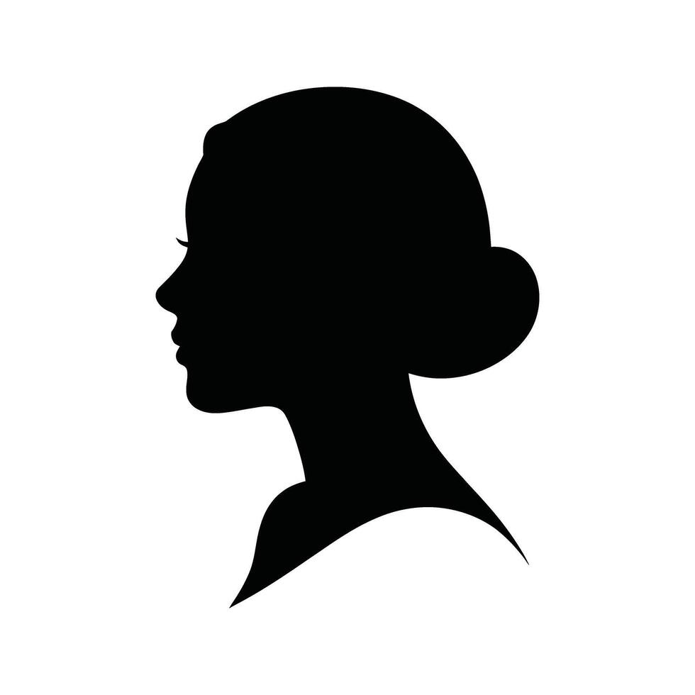 Elegant black silhouette of a woman s profile with updo hairstyle famale vector