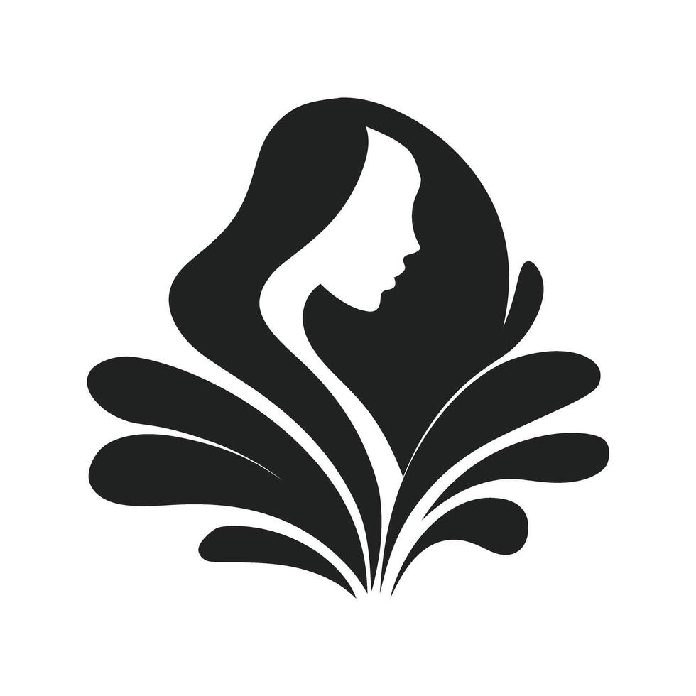 Elegant woman a silhouette with floral design a stylish logo concept vector