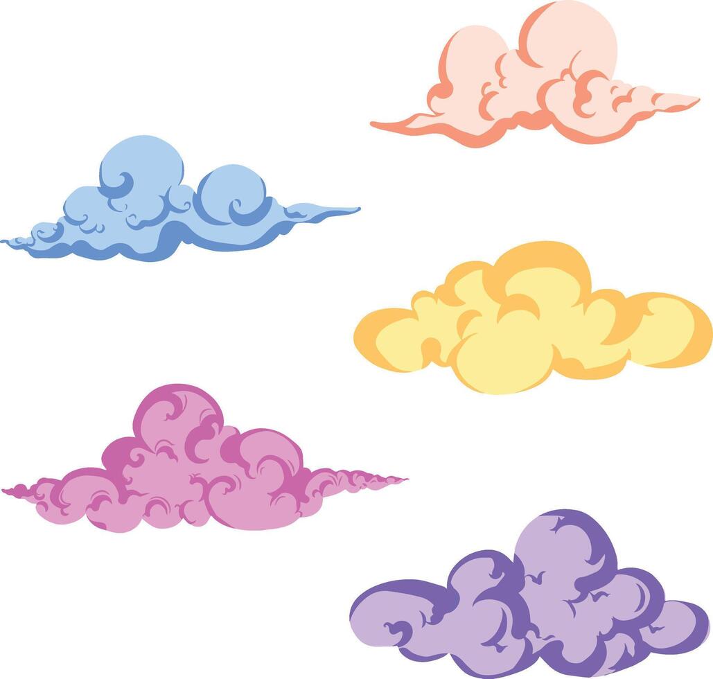 four different colored clouds on a white background vector