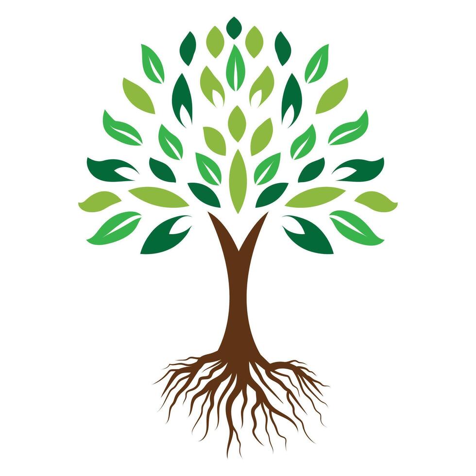 Abstract Tree with Roots Logo vector