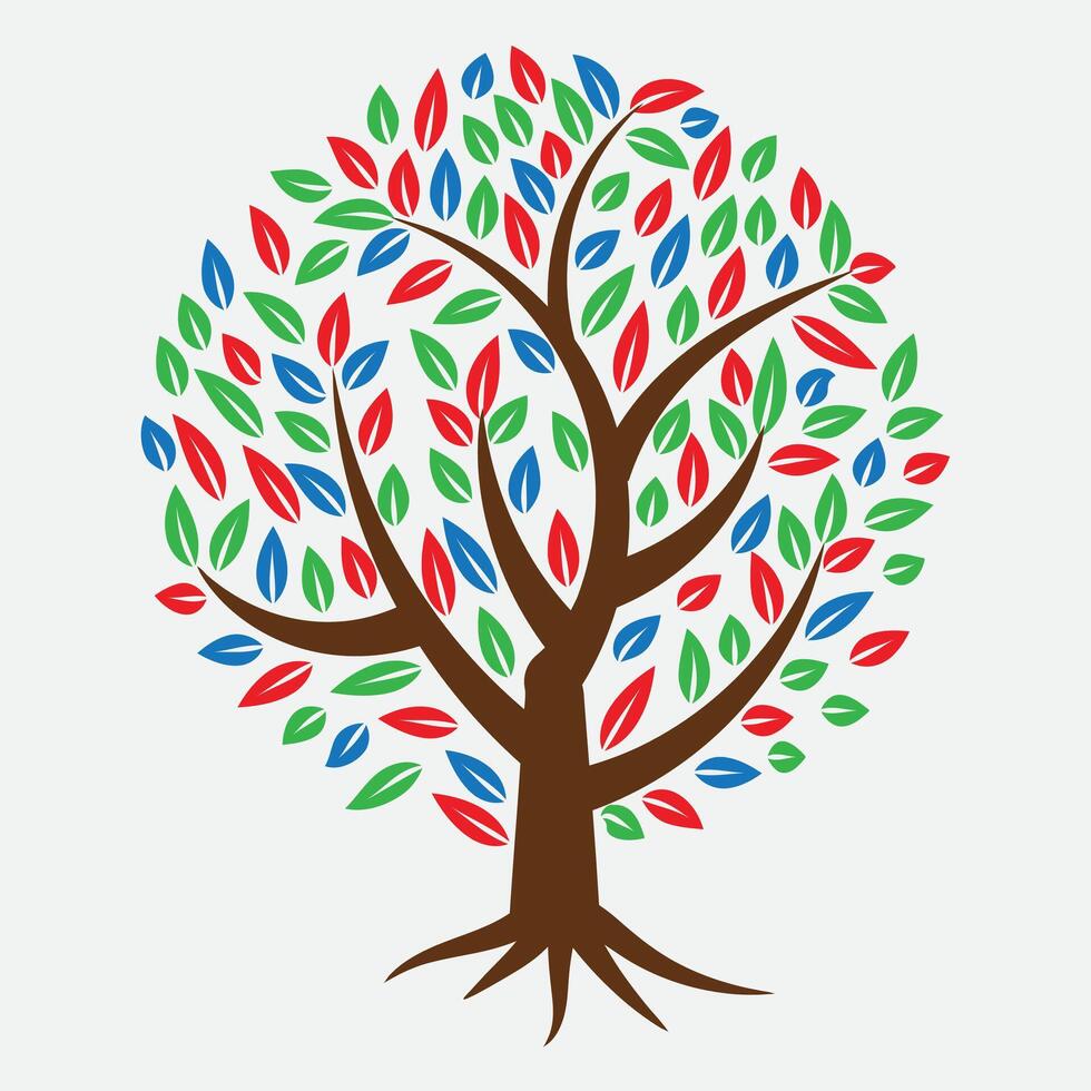 Tree with Colorful leaf logo vector