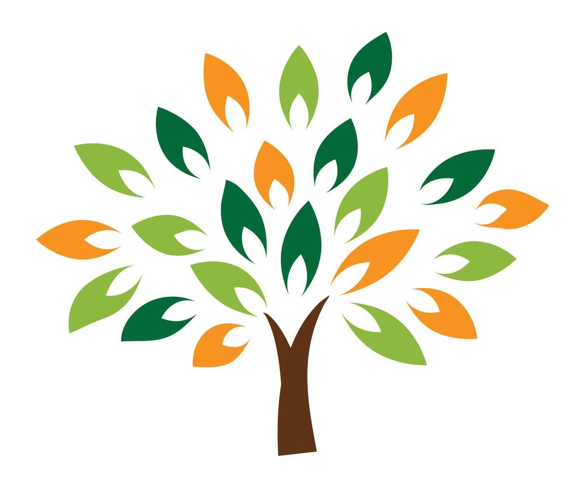 Abstract Colorful Tree with Leaf Logo Design vector