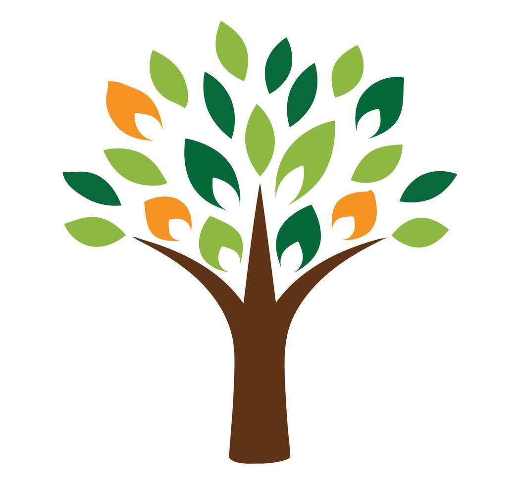 Small Tree logo with leaf vector