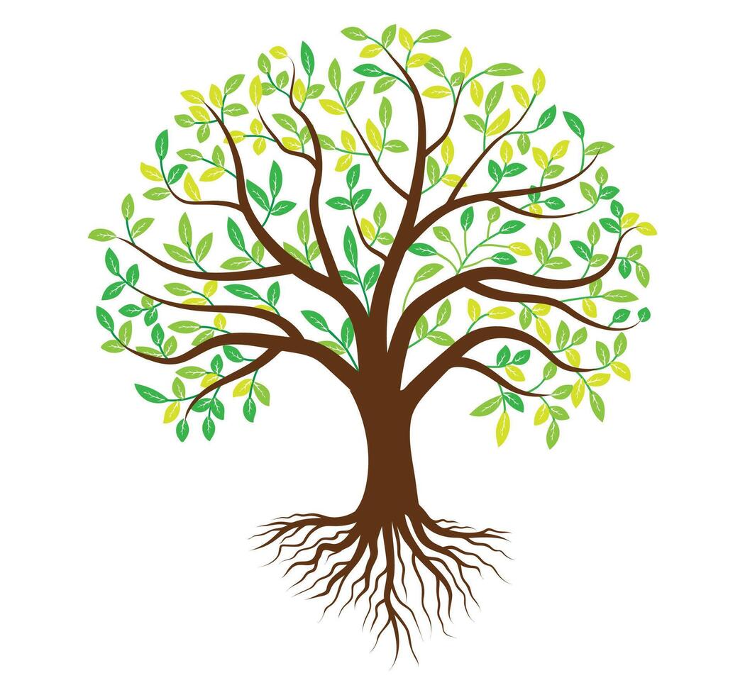 Abstract creative large tree with leaf logo. vector