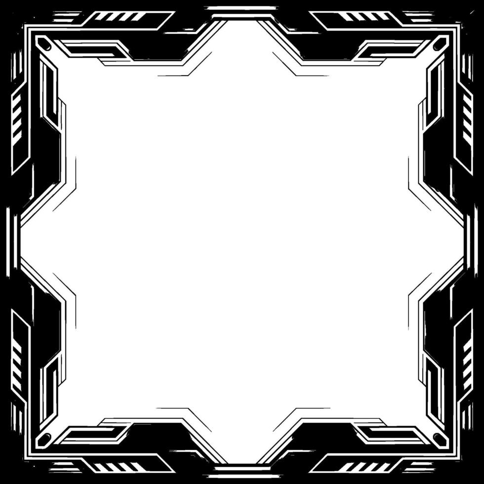 Futuristic Tech Frame, Silver and Black, Empty Space, Border vector