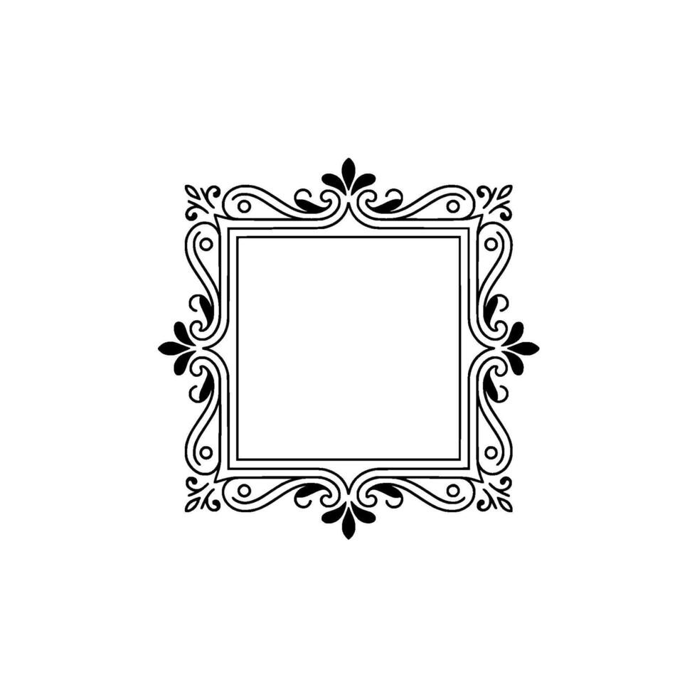 Elegant Black White Square Frame Decorative Vintage vector