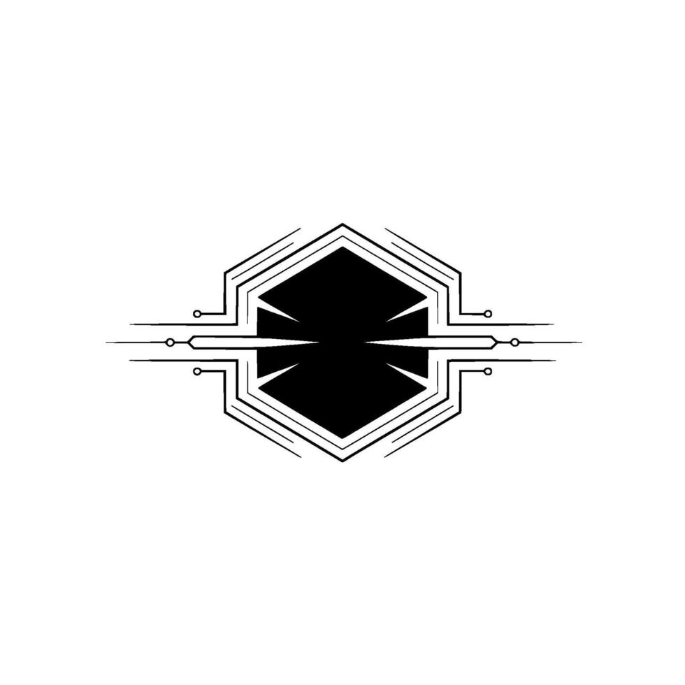 Abstract Geometric Tech Hexagon Circuitry on White vector