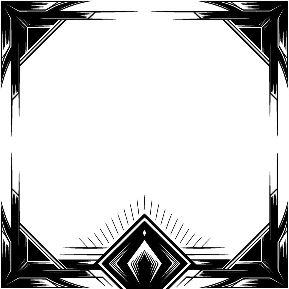Art Deco Frame With Geometric Corner Accents White Space vector