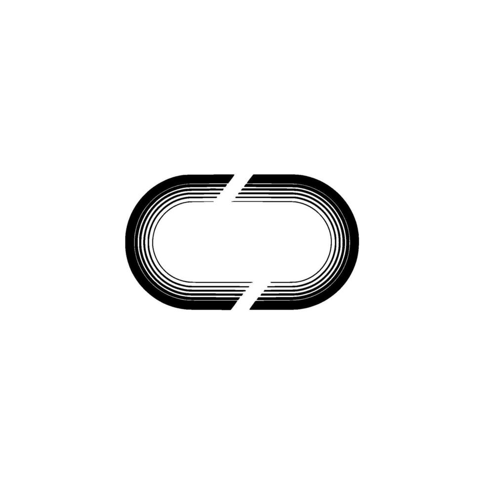 Minimalist Abstract Black Oval With Break, Modern vector