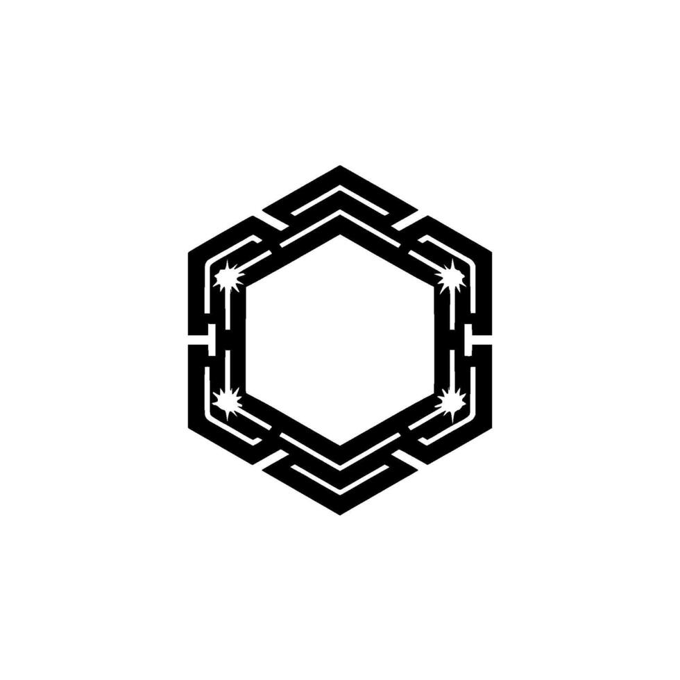 Modern Hexagon Geometric Badge , Shining Effect on White vector