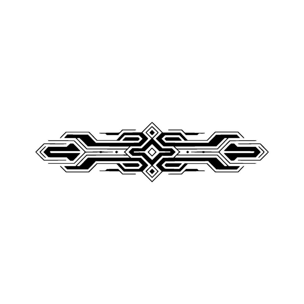 Futuristic Tech Ornament, Black White Minimalist vector