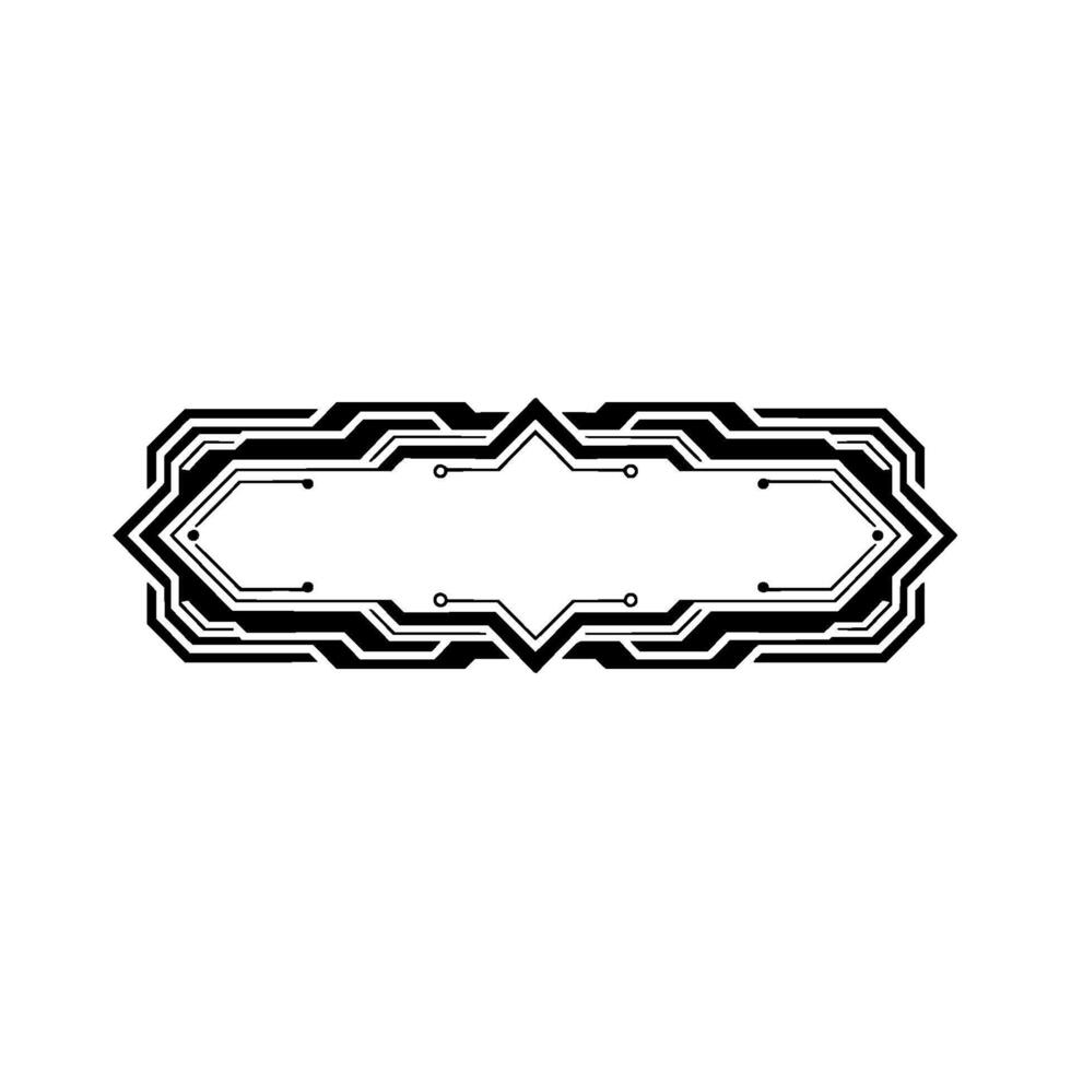 Futuristic Tech Frame Black and White Geometric Circuitry vector