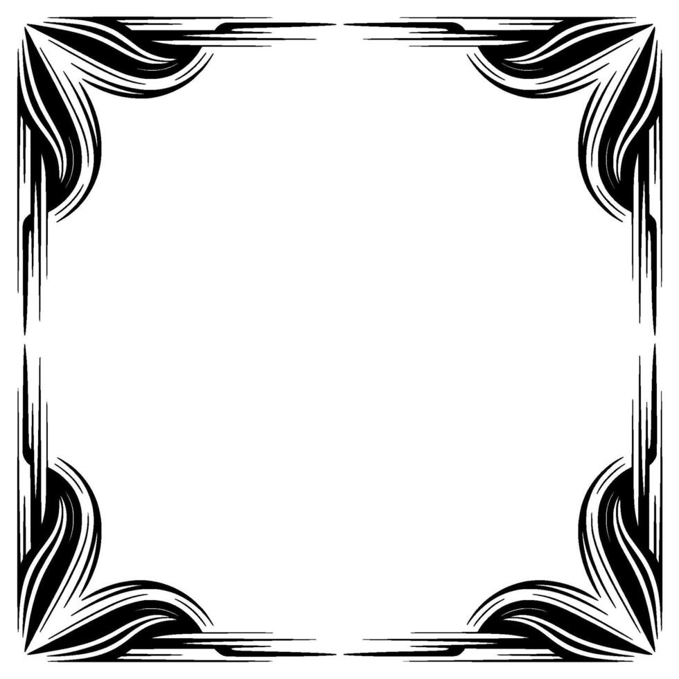 Elegant Black White Frame Border , Floral Elements on White, Illustration vector