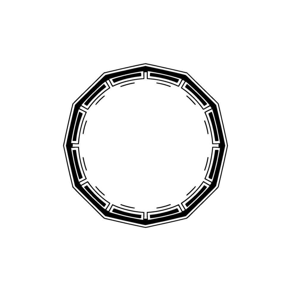 Geometric Black White Circular Frame on Gradated Background vector