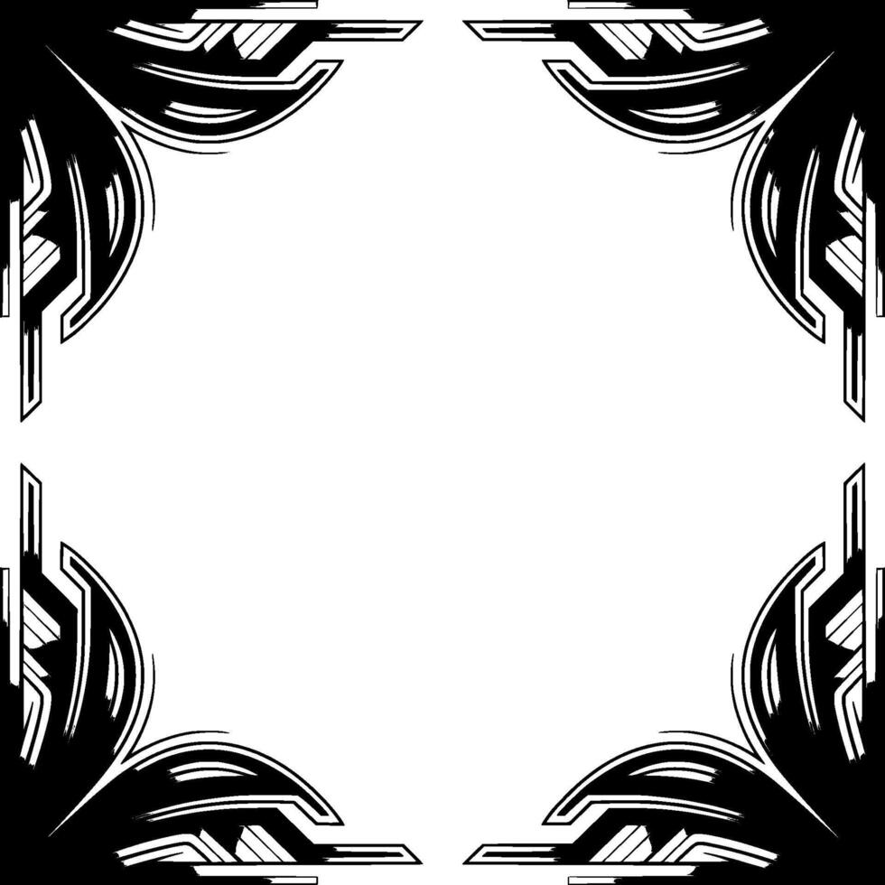 Abstract Deco Border With Corner Elements, Black and White vector