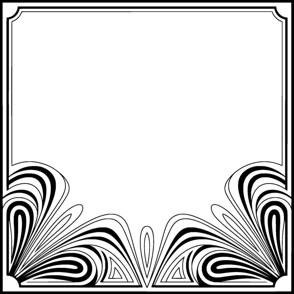 Elegant Art Deco Frame Black and White Floral Border With Blank Space vector