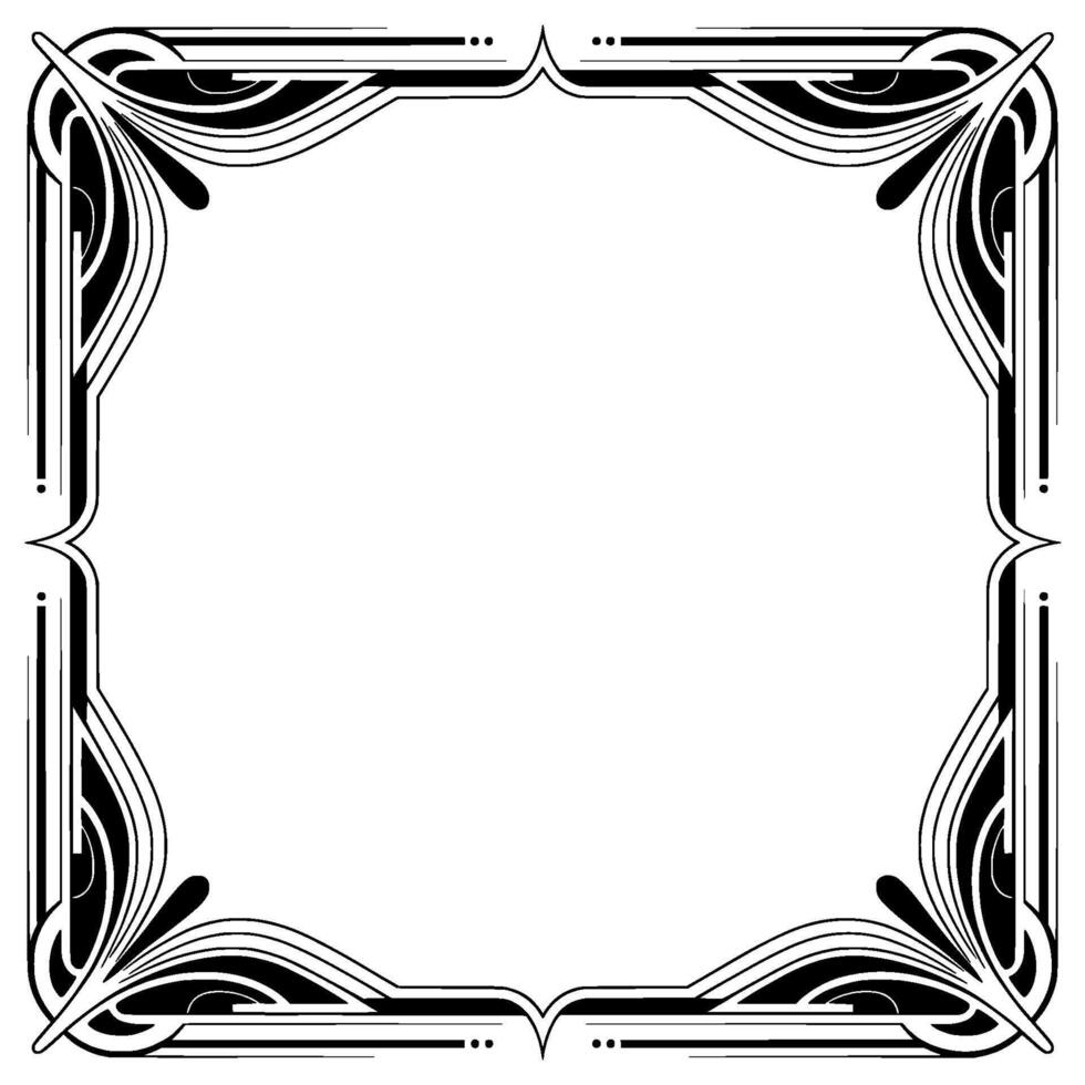 Art Deco Frame Border Elegant Black and White Decorative Element vector