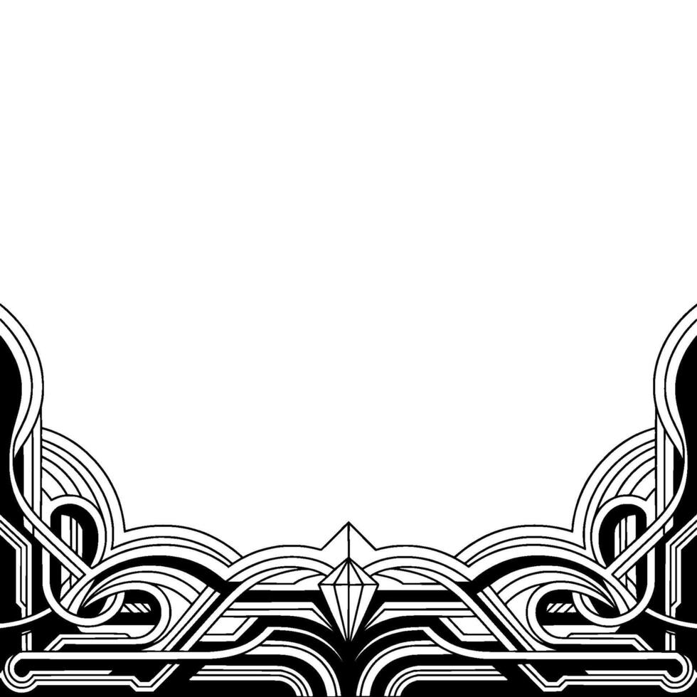Art Deco Frame With Geometric Diamond Motif Black and White vector