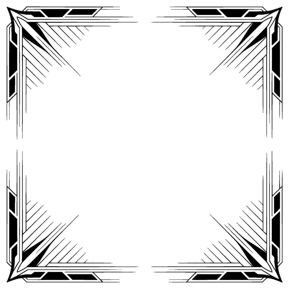 Art Deco Frame Border Geometric Decorative , Elegant Black White vector