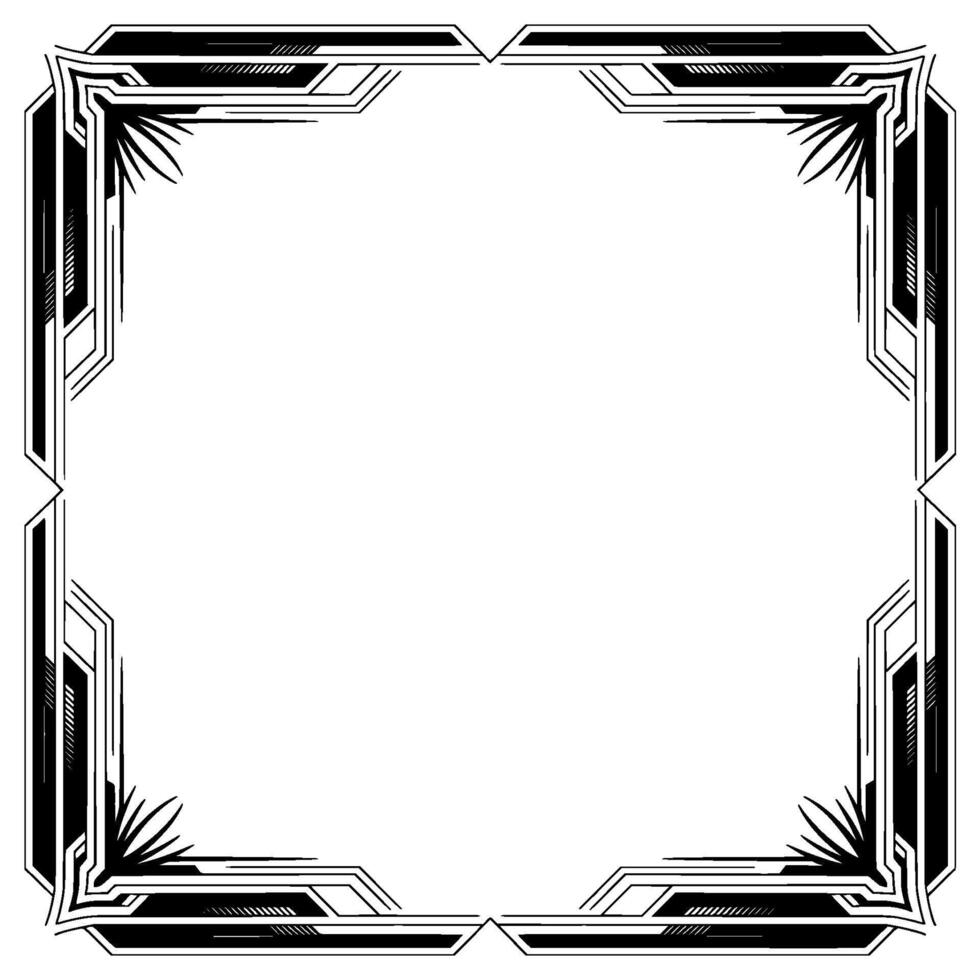 Art Deco Frame Border, Elegant Black and White , Blank Space vector