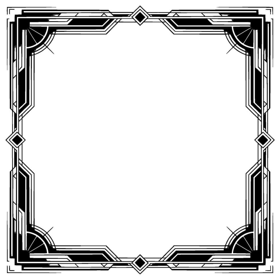 Art Deco Frame Geometric Border With Clean Lines, Grayscale, Blank Space vector