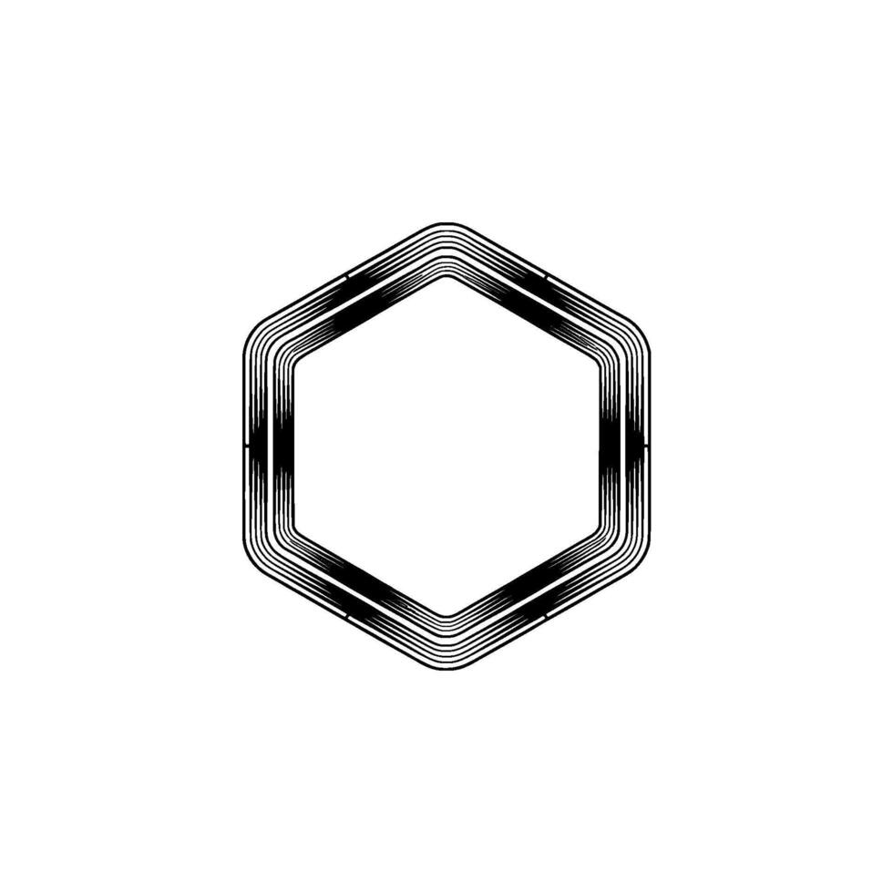 Abstract Hexagon, Black and White Geometric vector