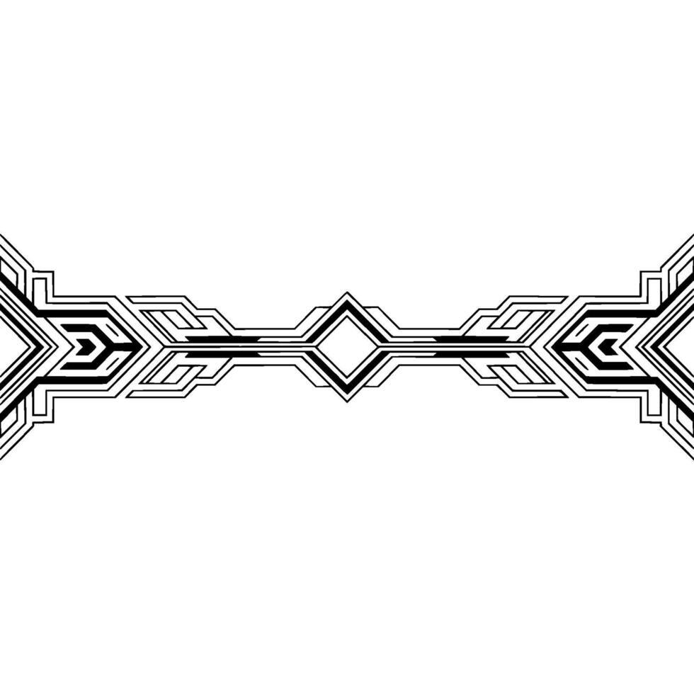 Abstract Geometric Ornament, Black Lines on White Background vector