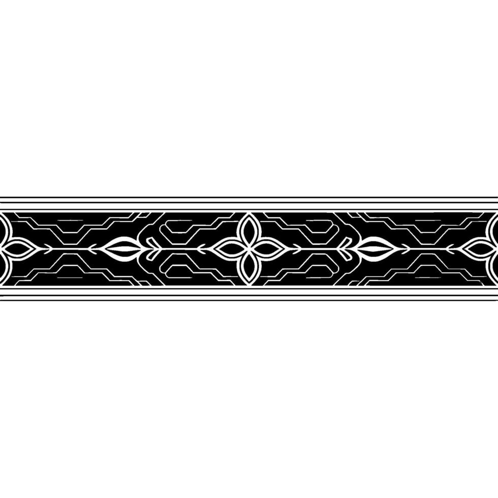 Abstract Floral Pattern Border Black White, Modern vector