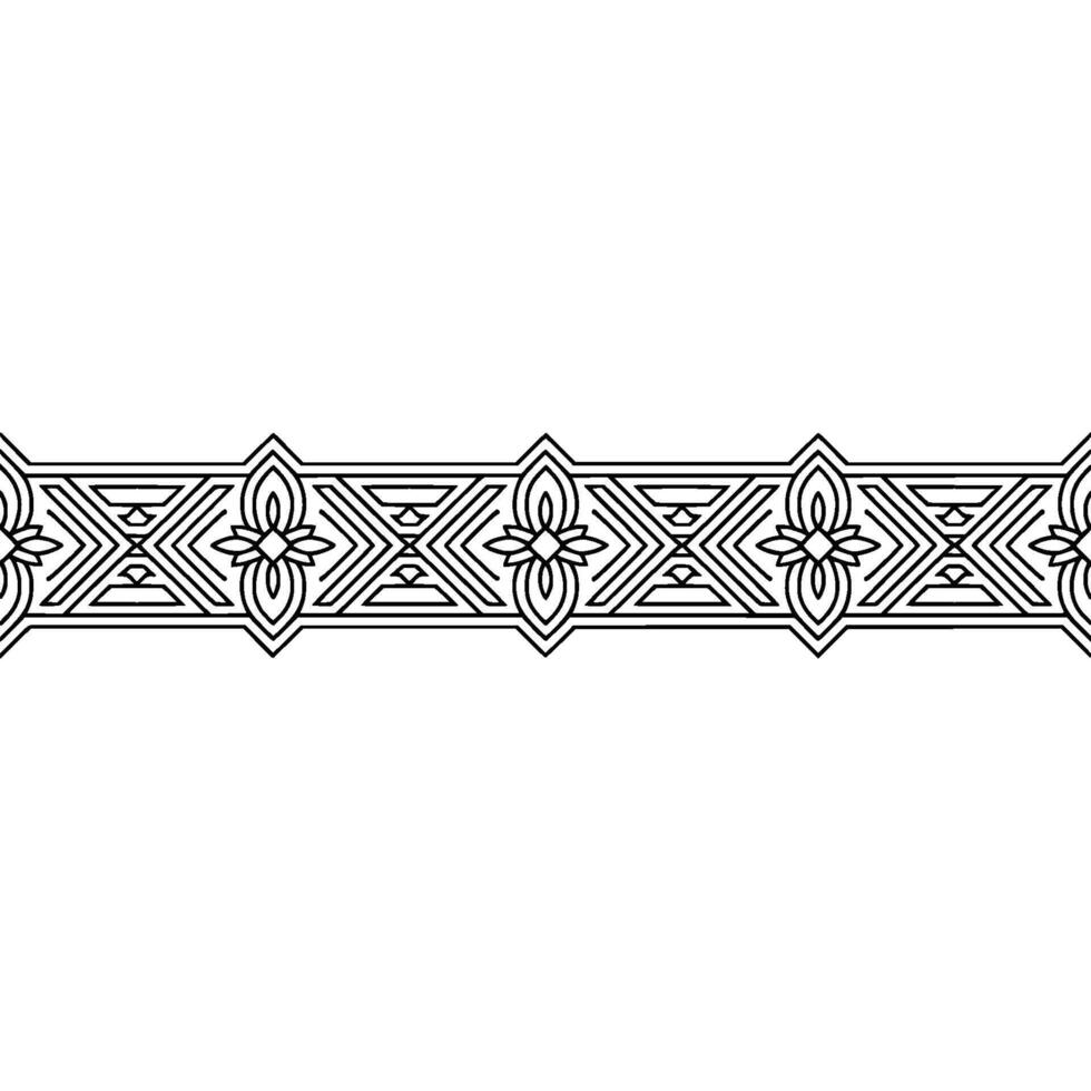 Geometric Floral Border , Black and White Pattern vector