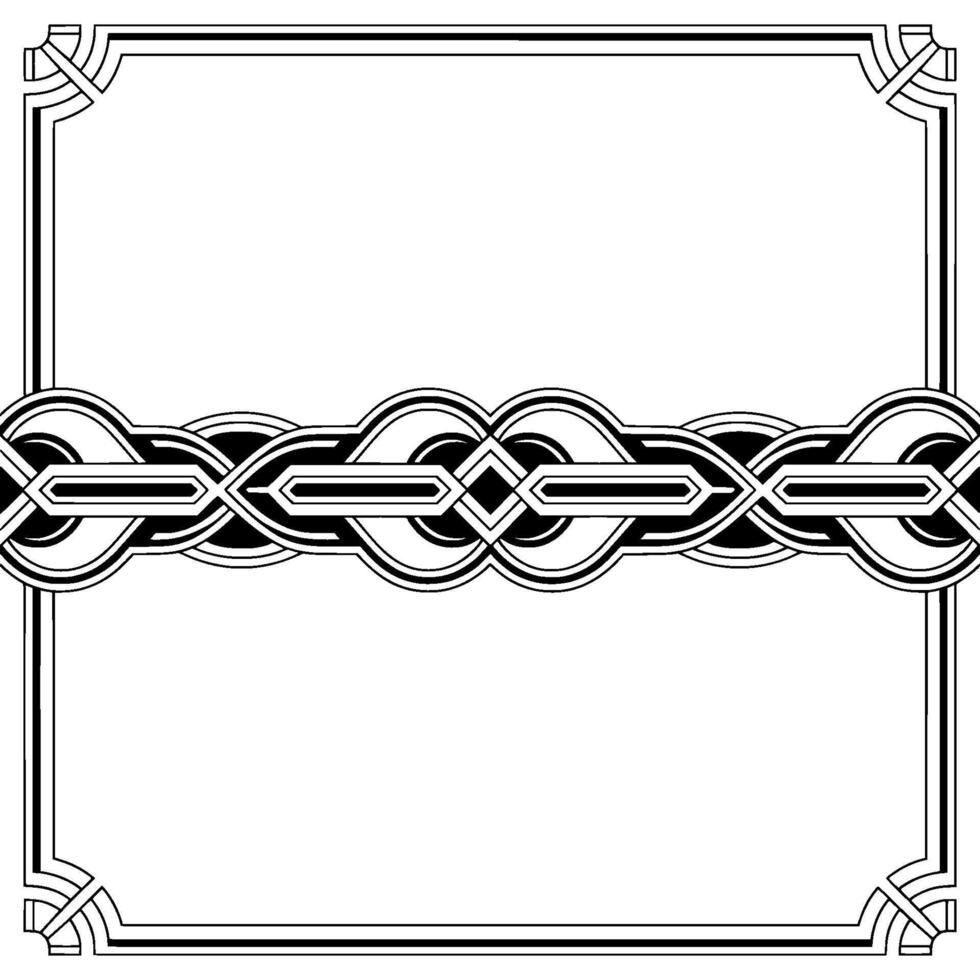 Elegant Art Deco Frame With Geometric Border, Black White vector