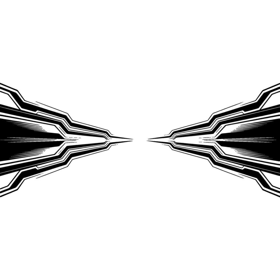 Abstract Geometric Line Art Illustration, Black and White vector