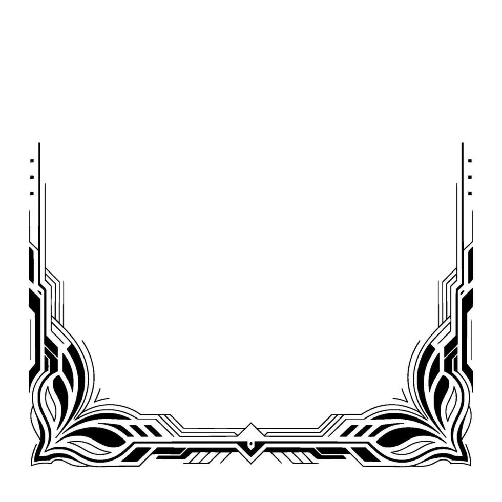 Art Deco Frame Element Elegant Black and White Border vector