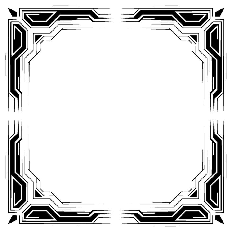 Futuristic Frame Black and White Cyberpunk Border vector