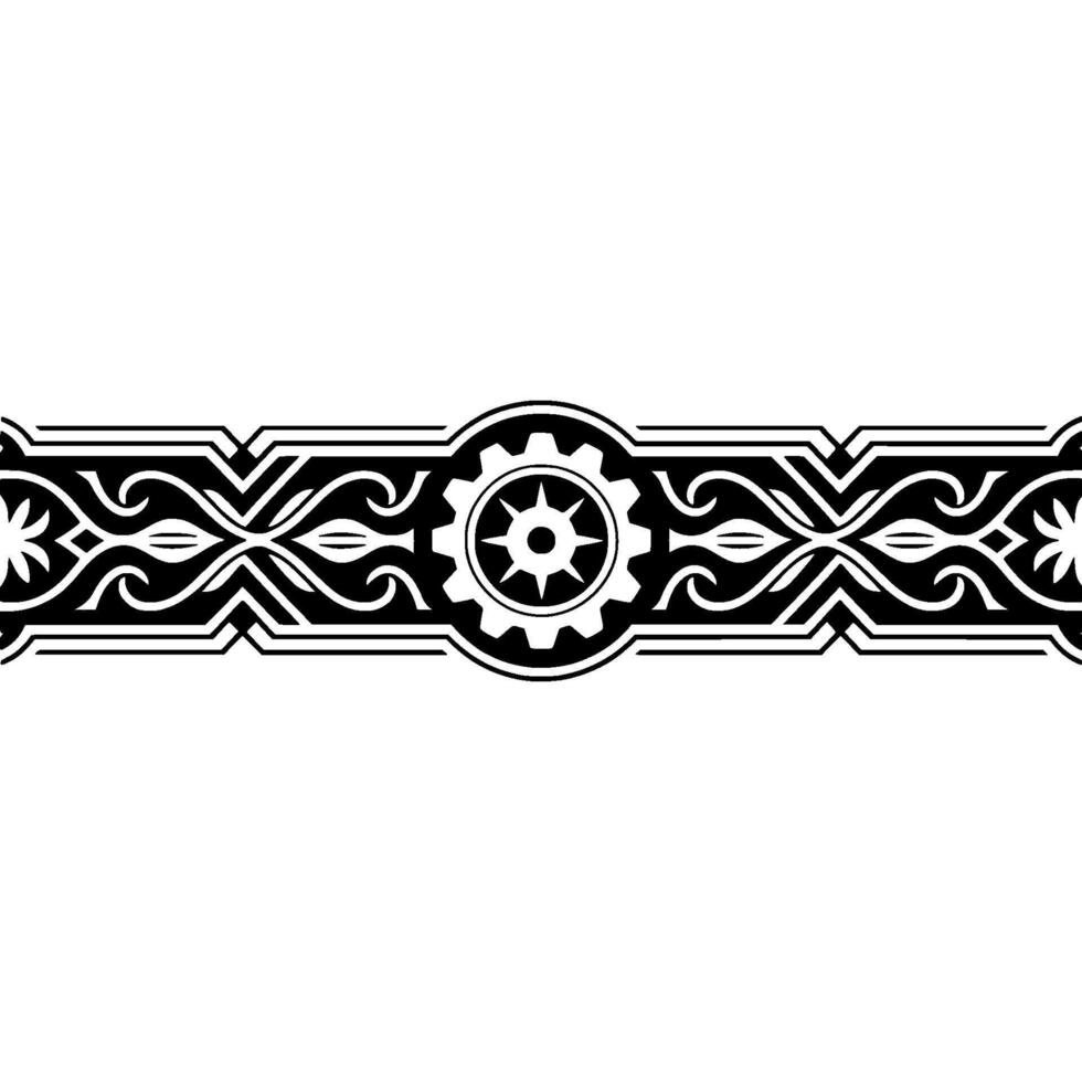 Black White Ornamental Gear , Geometric Pattern, Decorative Border vector