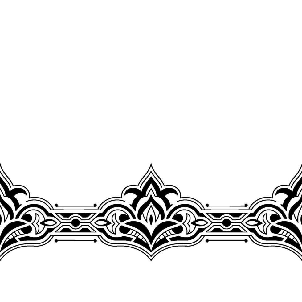 Intricate Black and White Ornament Border on White Background vector