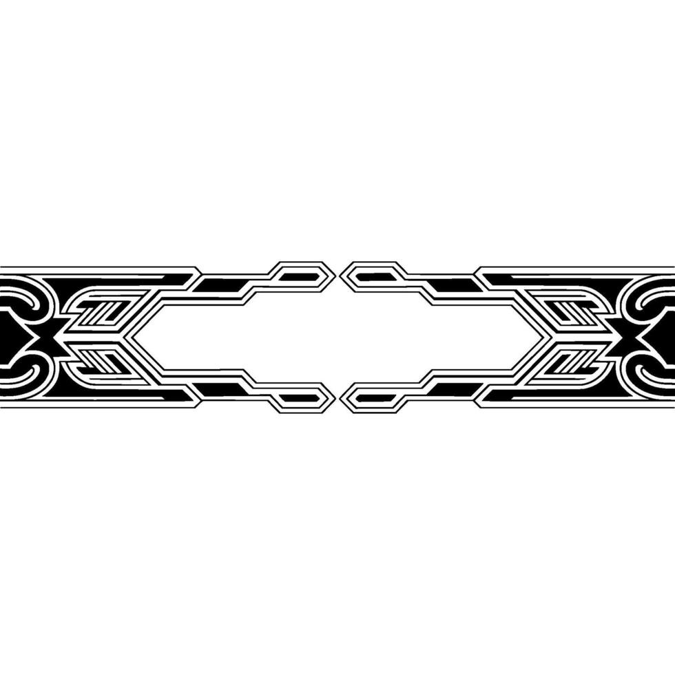 Geometric Art Deco Border, Symmetrical Black and White vector