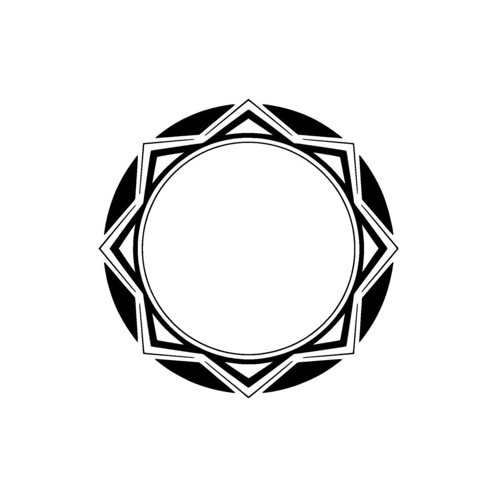 Geometric Black Starshaped Frame, Circular on Light Background vector