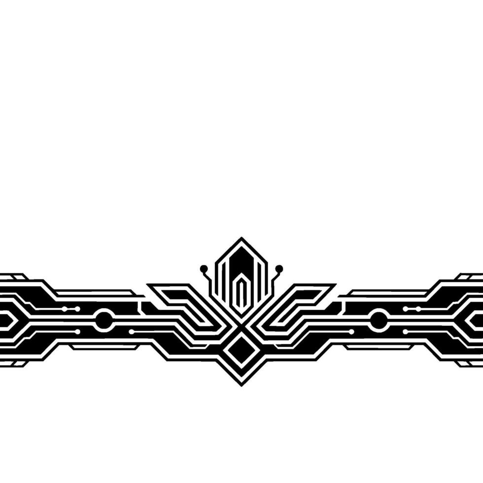 Circuit Board Floral Element in Black White vector