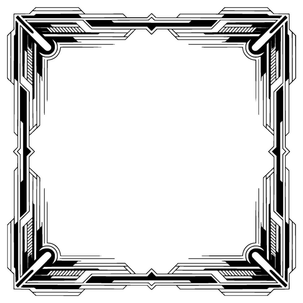 Art Deco Frame, Geometric , Black and White, Square Border vector