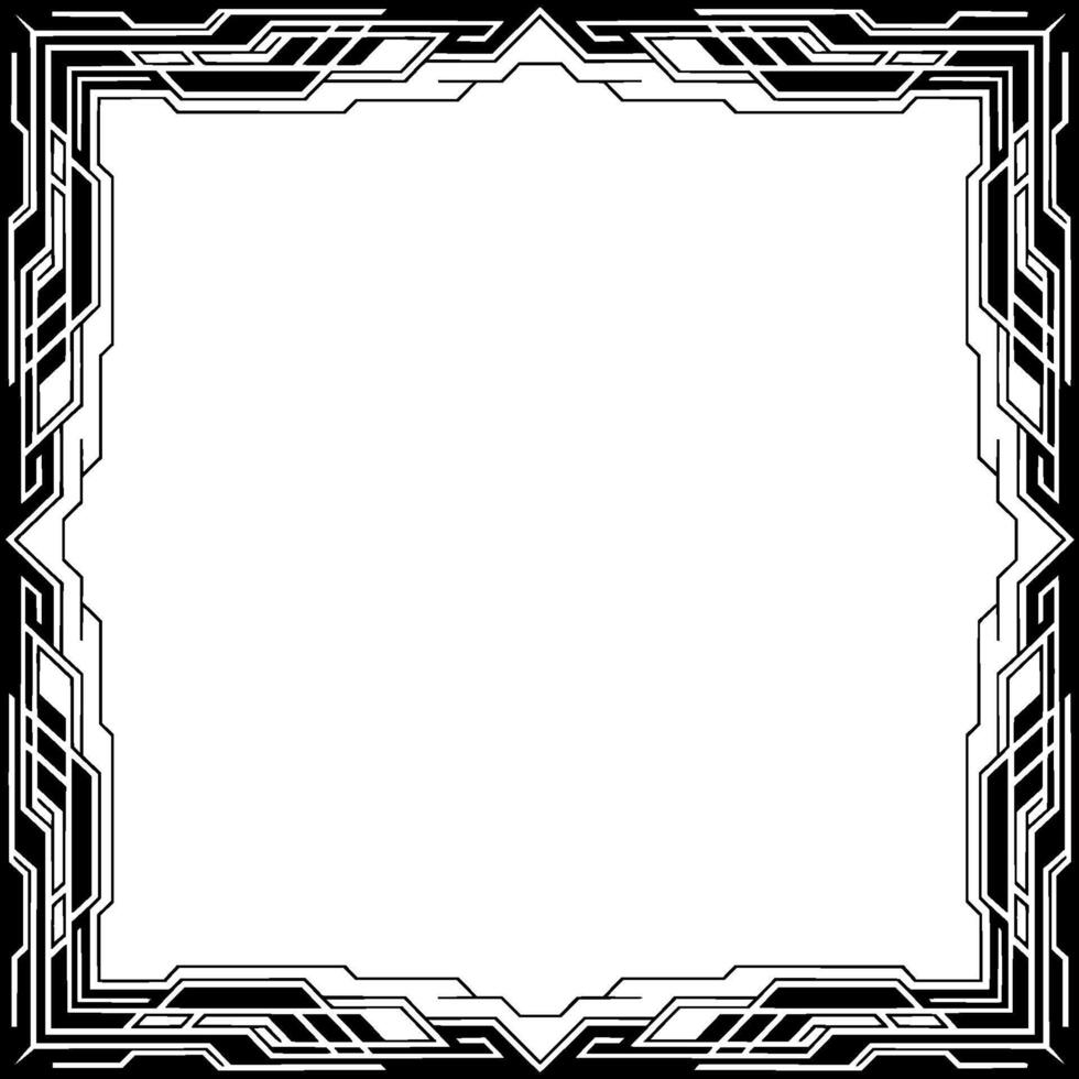 Geometric Black White Frame Art Deco Border, Modern Element vector