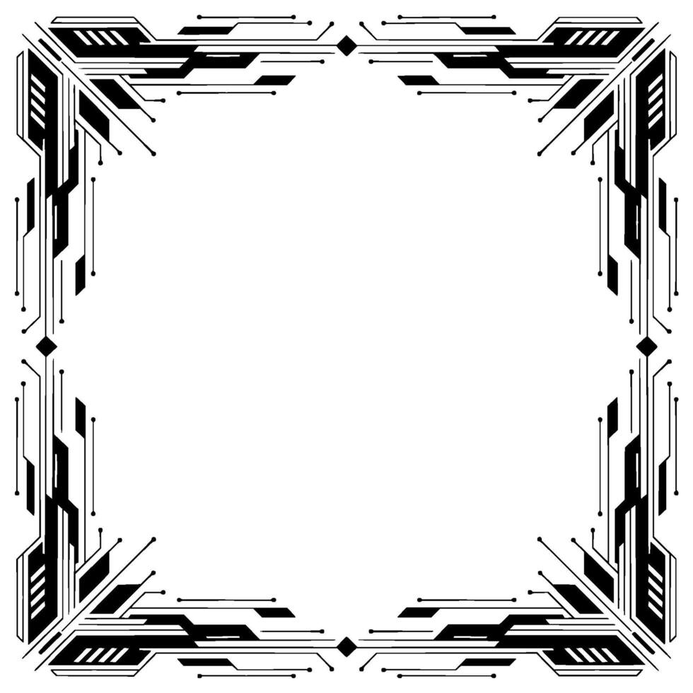 Tech Frame Futuristic Digital Border With Geometric vector