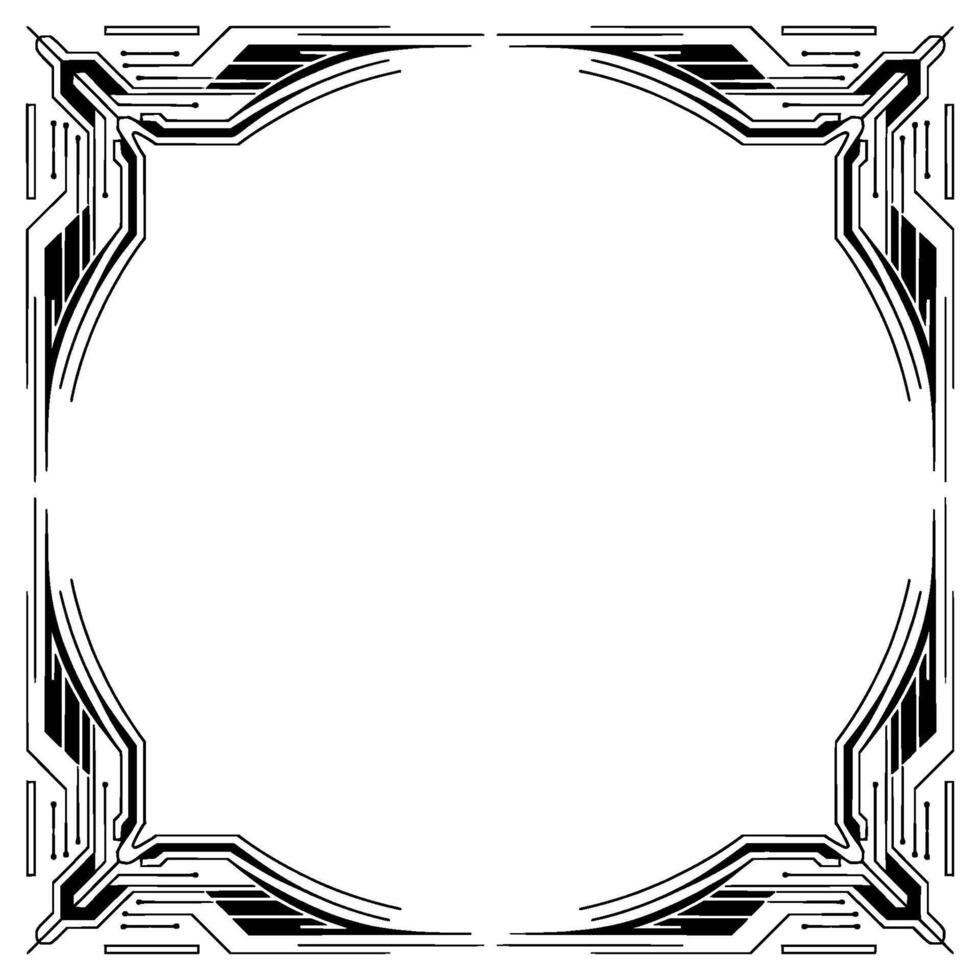 Tech Frame Circuit Board Border , Futuristic Cyberpunk Aesthetic vector