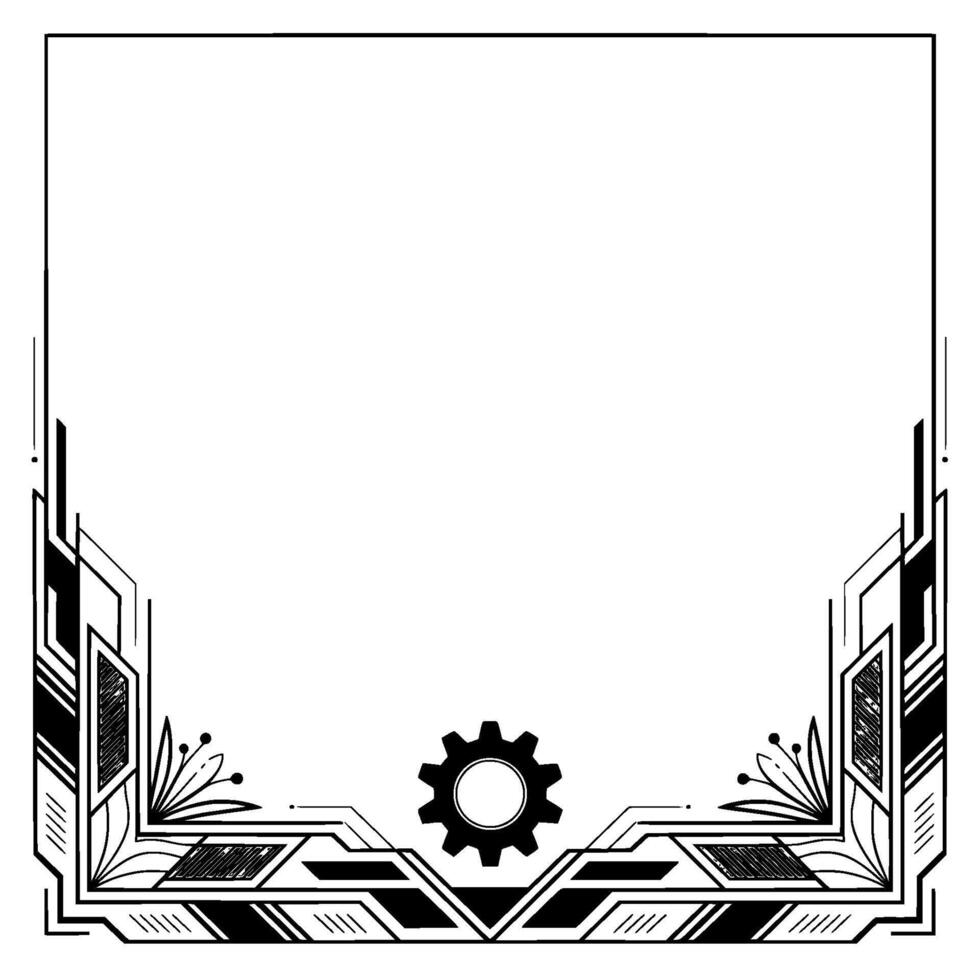 Geometric Art Deco Frame With Gear Element Illustration vector