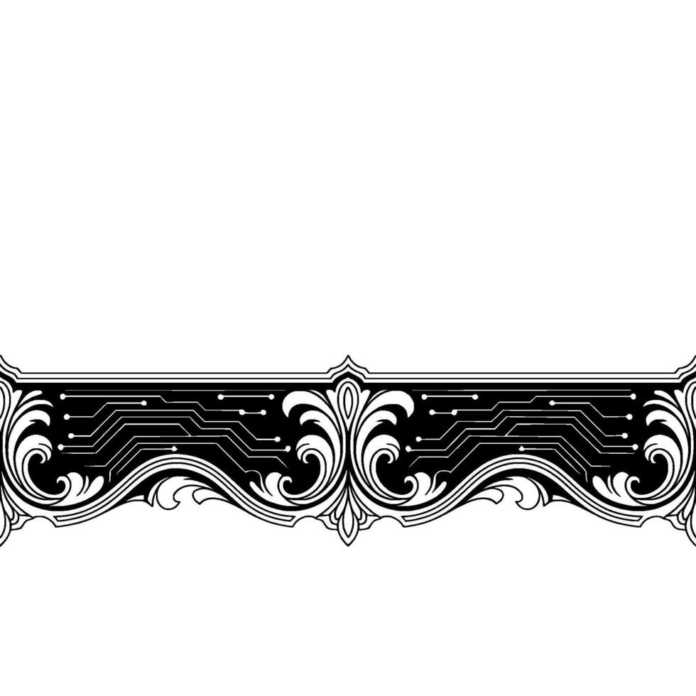 Tech Elegance Circuit Board With Baroque Flourishes vector