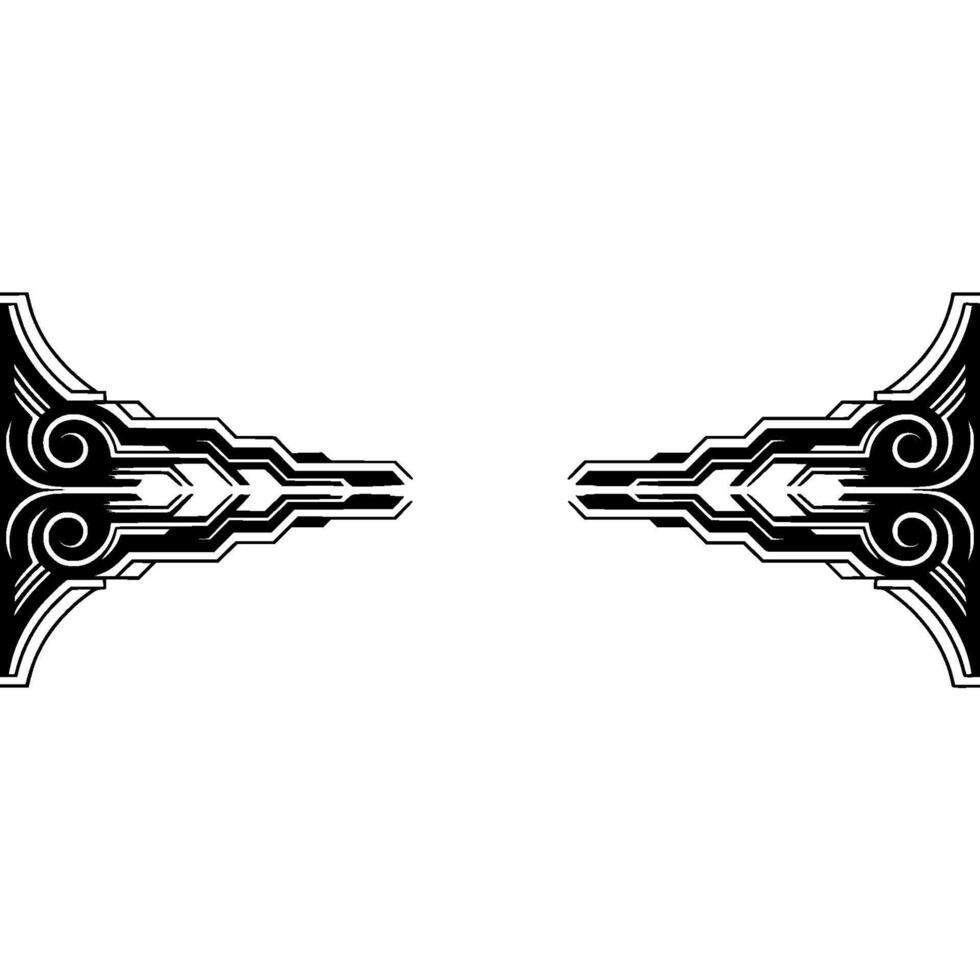 Symmetrical Abstract Geometric Element in Black and Silver on White vector